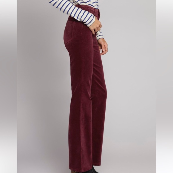 CURRENT ELLIOTT THE SIDE STREET VELVET FLARE PANT in Claret Red Flare Maroon 27 - Picture 3 of 16